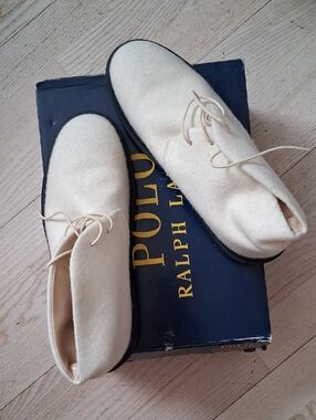 Ralph Lauren AntiquSuede Felt Lace Up Dress Shoes W. Sturdy Black Sole *8.5 NWOT